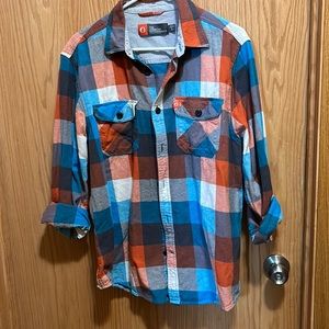 Blue and orange flannel